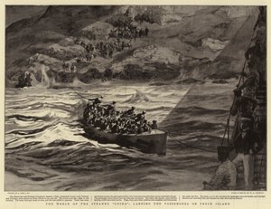 Vraget af Steamer China, der lander passagererne på Perim Island